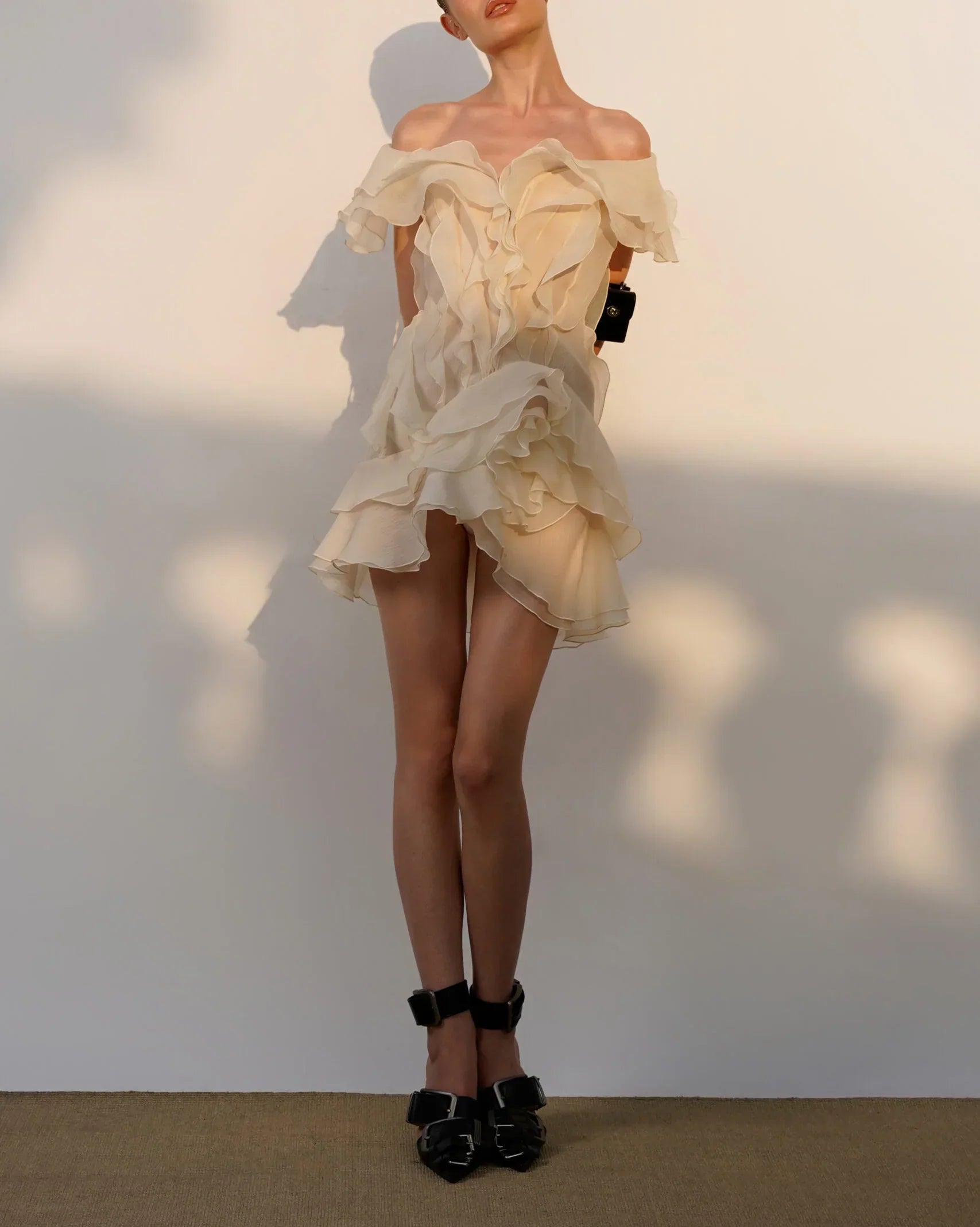 Robe Courte Été Femme à Volants | Ivoire ou Rose + Légère + Féminine XS-L | ROBEMODE