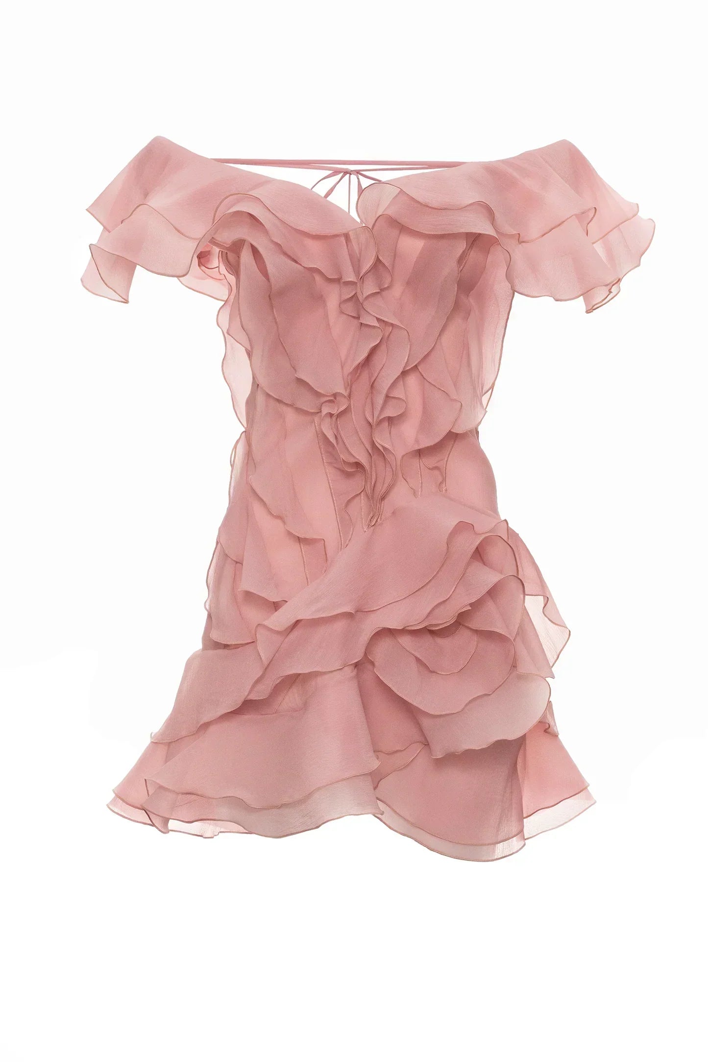 Robe Courte Été Femme à Volants | Ivoire ou Rose + Légère + Féminine XS-L | ROBEMODE