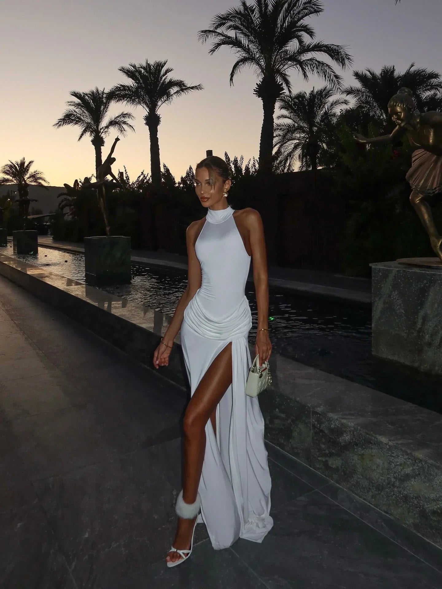 Robe longue ete femme blanche a fente haute | Coupe féminine + Style élégant + Facile à accessoiriser – ROBEMODE