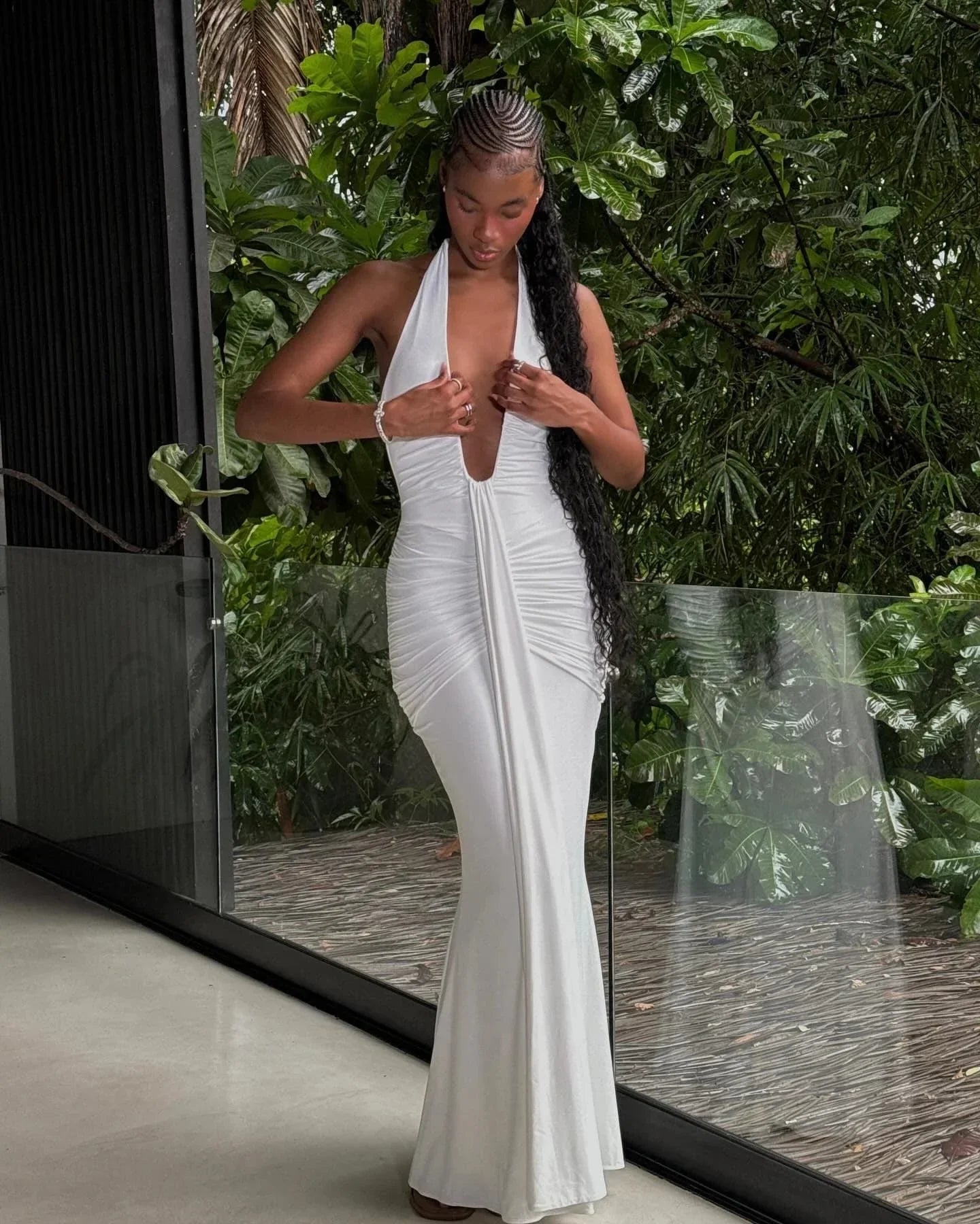 Robe Longue Été Femme Encolure Plongeante Dos Nu Élégante | ROBEMODE