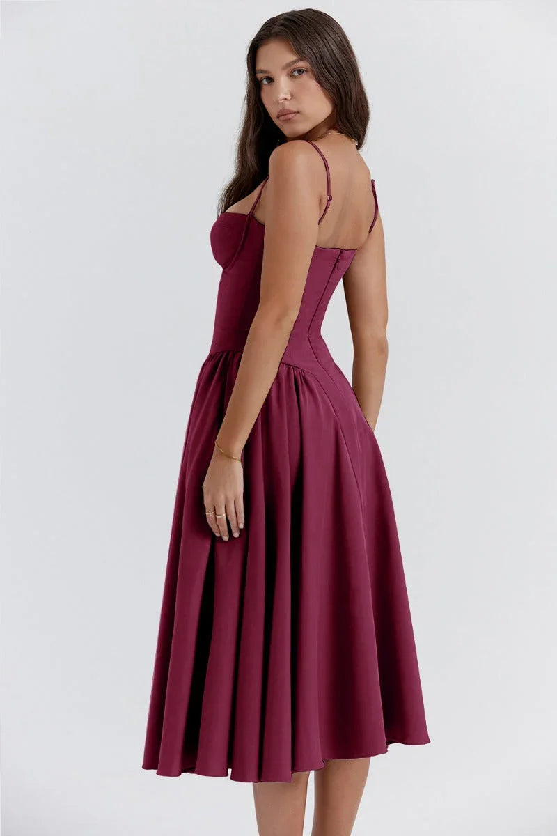 Robe midi ete femme encolure structuré | Coupe féminine + Style élégant + Facile à accessoiriser – ROBEMODE