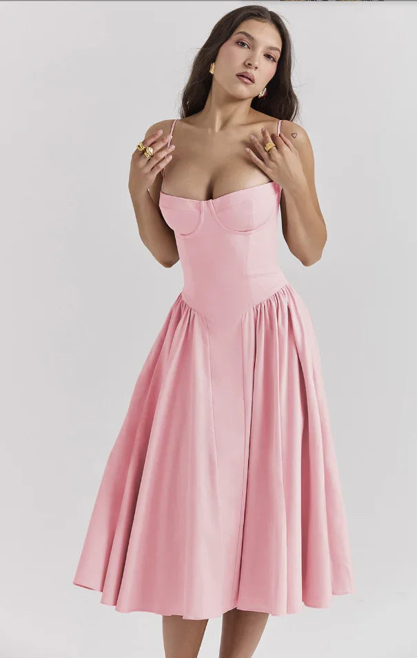 Robe midi ete femme encolure structuré | Coupe féminine + Style élégant + Facile à accessoiriser – ROBEMODE