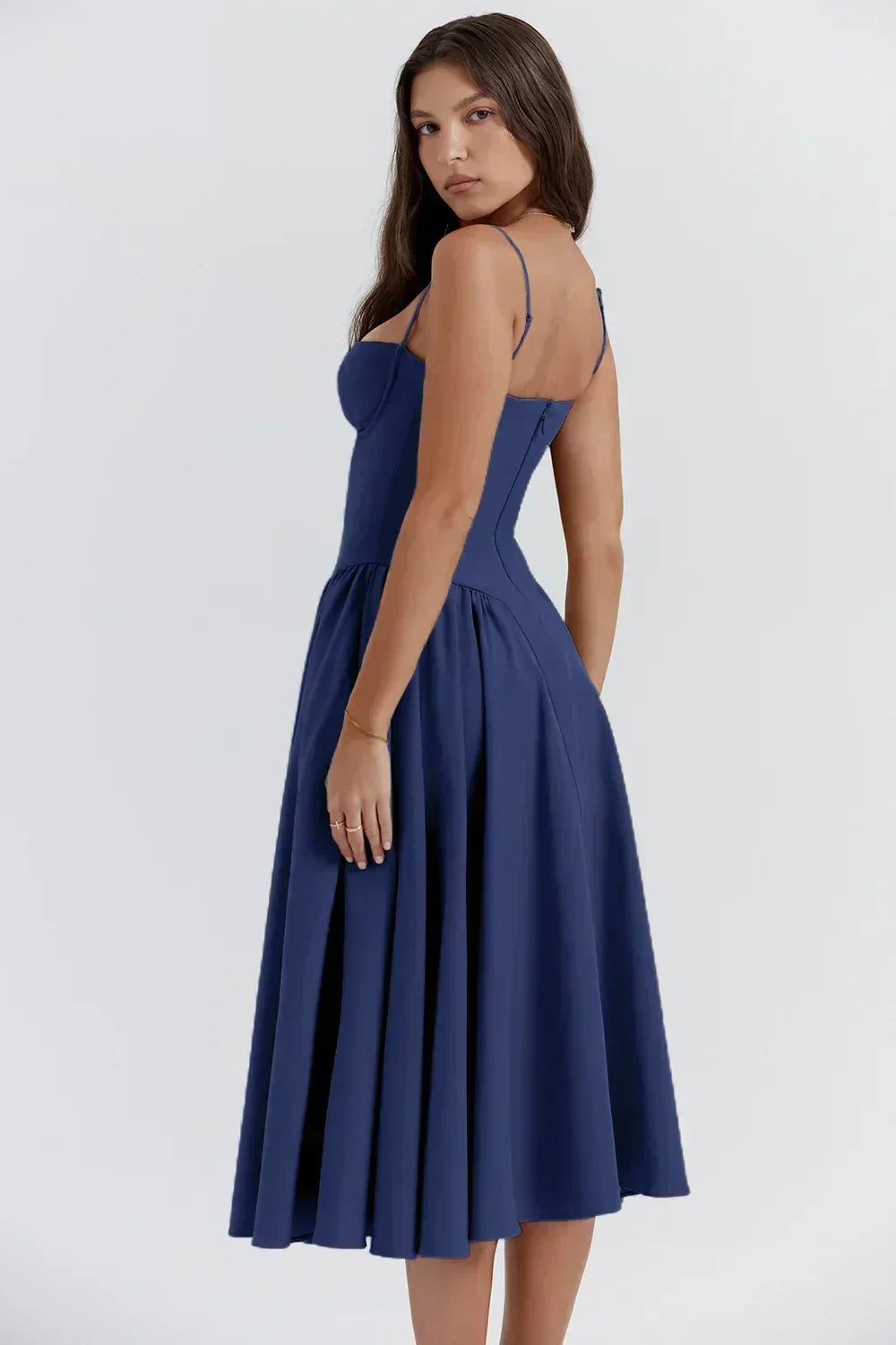 Robe midi ete femme encolure structuré | Coupe féminine + Style élégant + Facile à accessoiriser – ROBEMODE