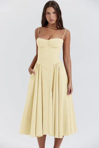 Robe midi ete femme encolure structuré | Coupe féminine + Style élégant + Facile à accessoiriser – ROBEMODE