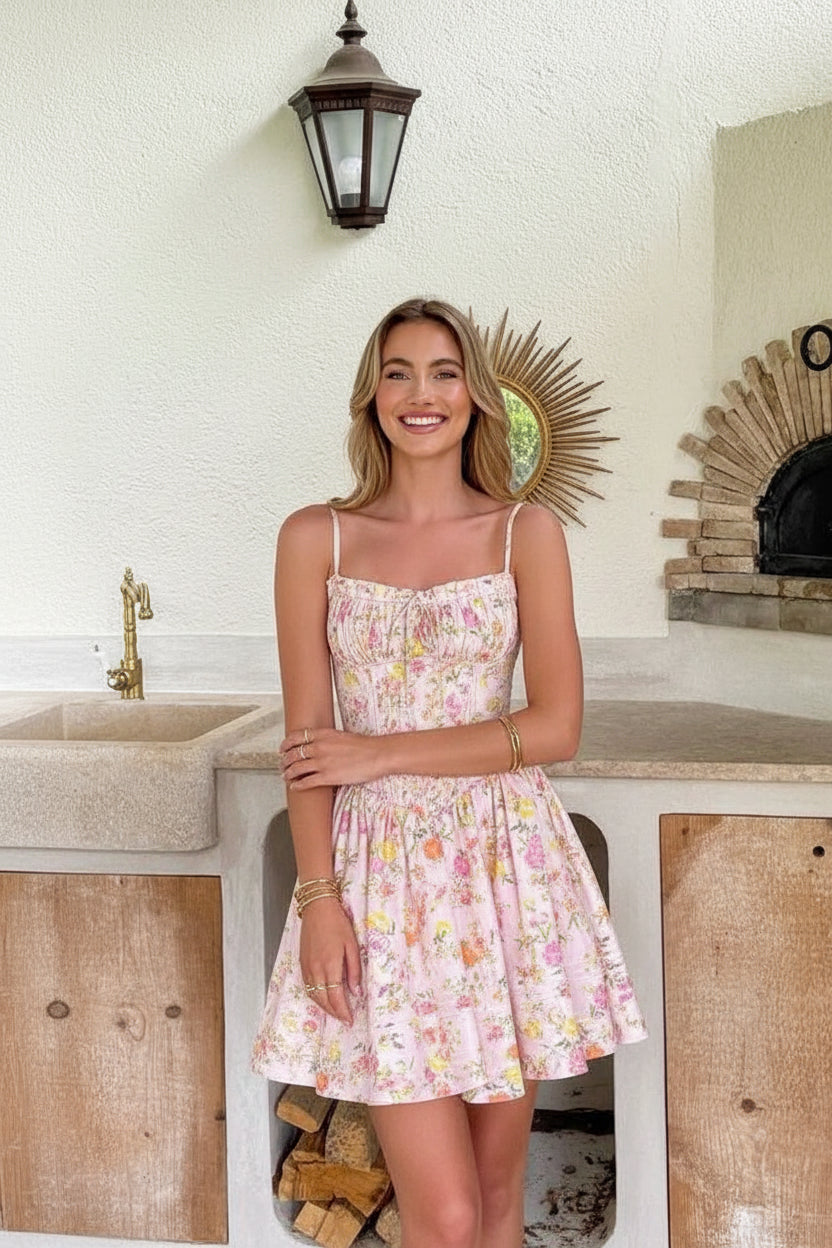 Robe Courte Été Fleurie Sans Manches 2 Coloris | ROBEMODE