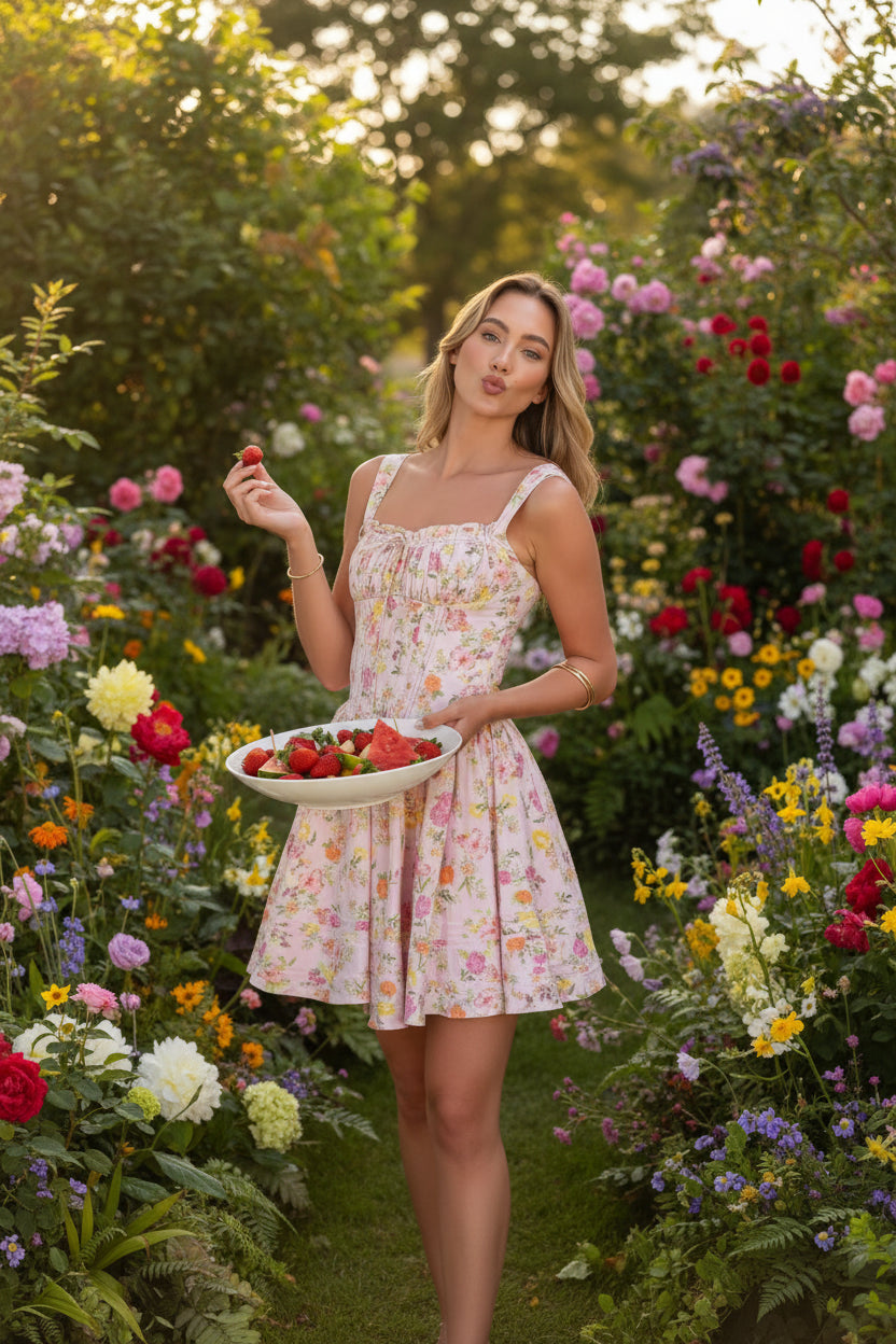 Robe Courte Été Fleurie Sans Manches 2 Coloris | ROBEMODE