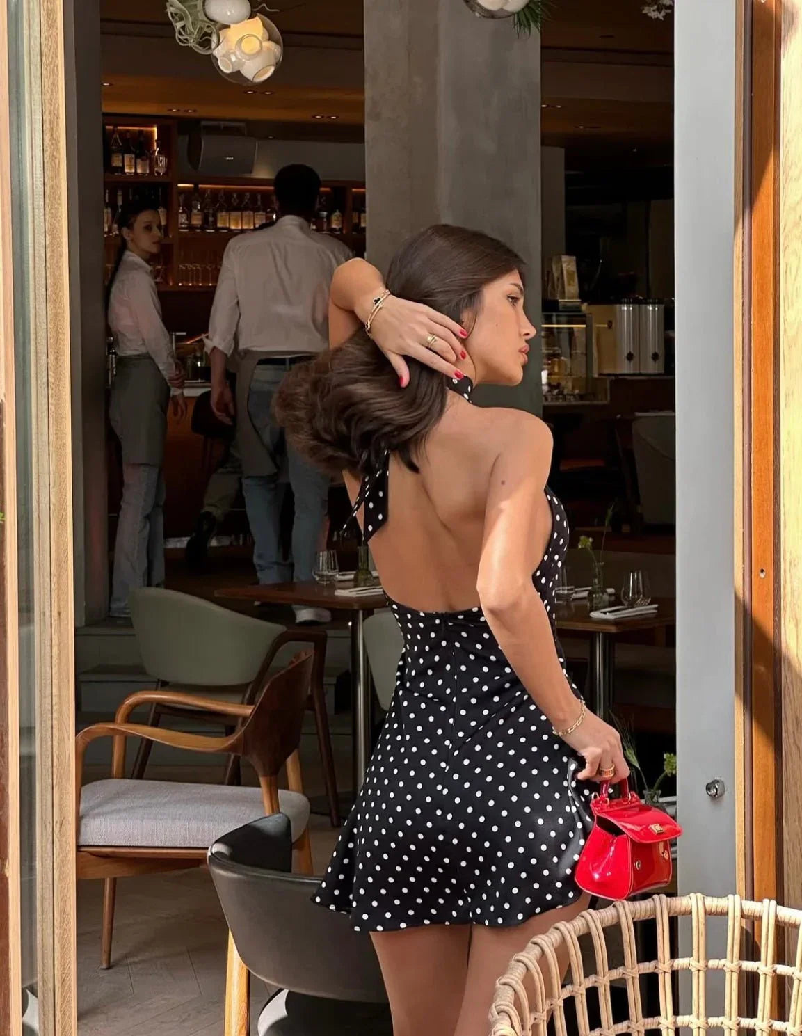 Robe Courte Femme Noire à Pois 1 Coloris | ROBEMODE