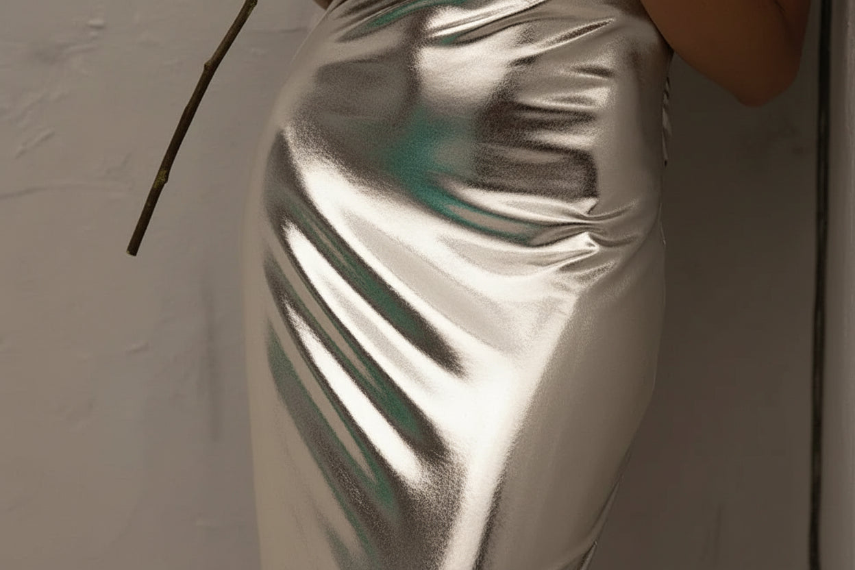 Robe longue femme argentée asymétrique sans manches soirée | Coupe féminine + Style élégant + Facile à accessoiriser – ROBEMODE