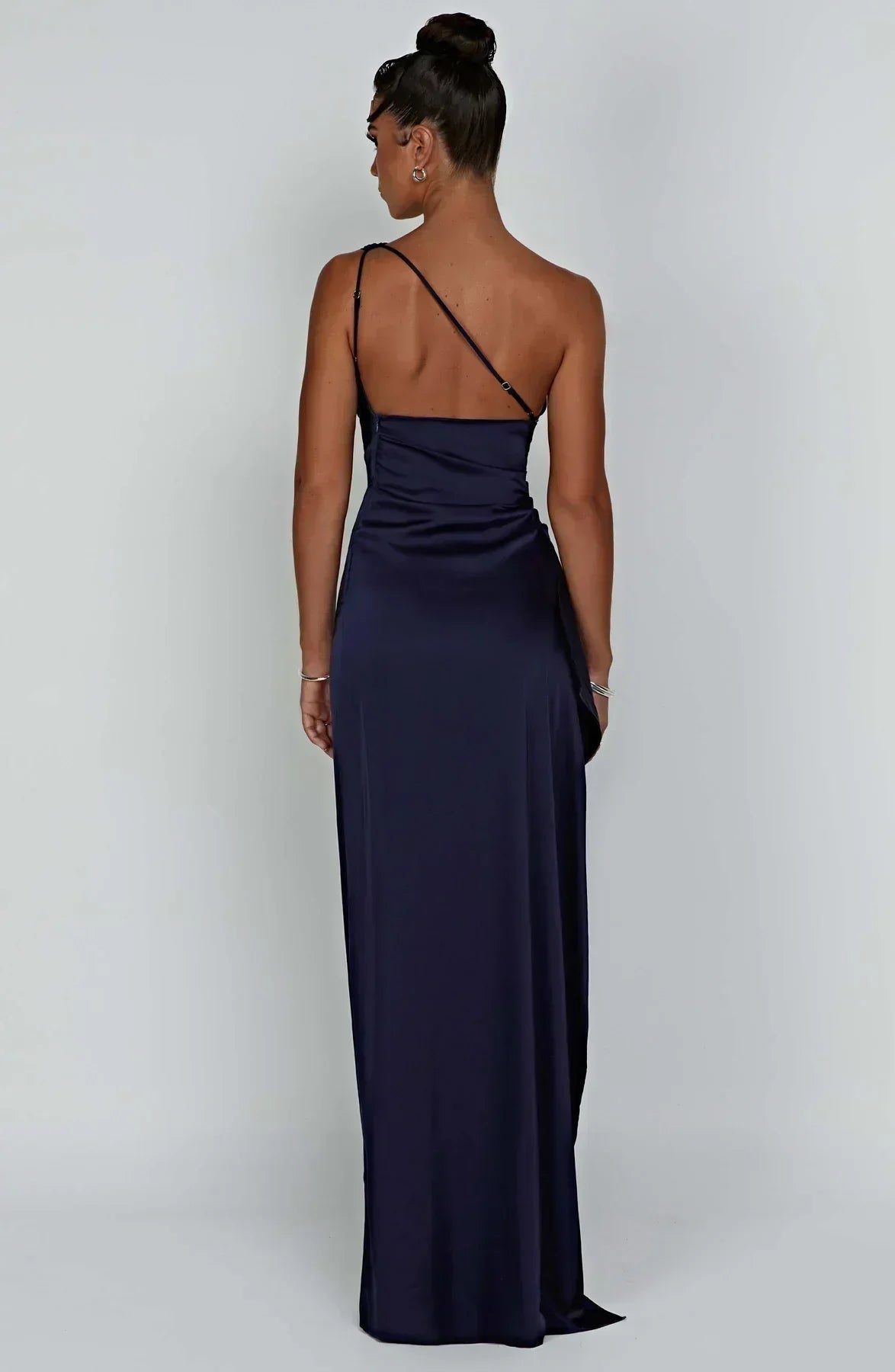 Robe Longue Femme Asymétrique Fente Élégante Satin | ROBEMODE