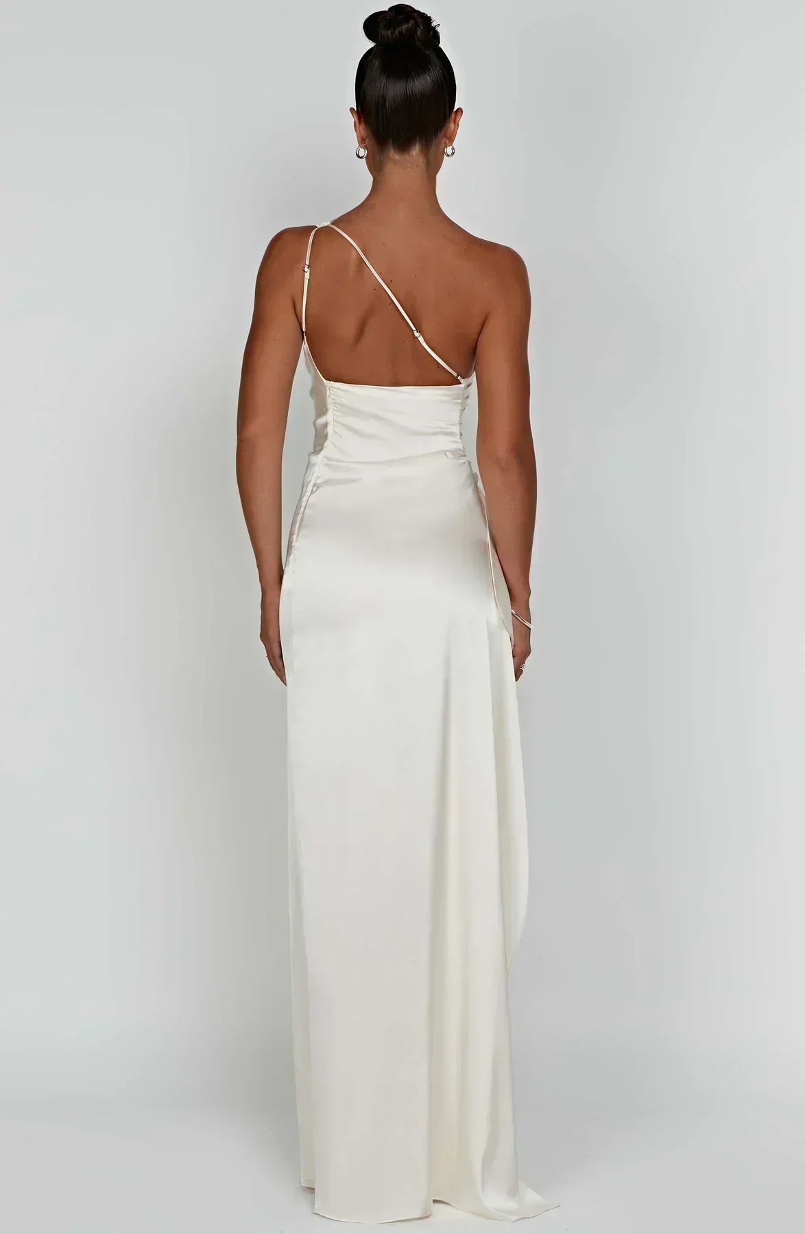 Robe Longue Femme Asymétrique Fente Élégante Satin | ROBEMODE