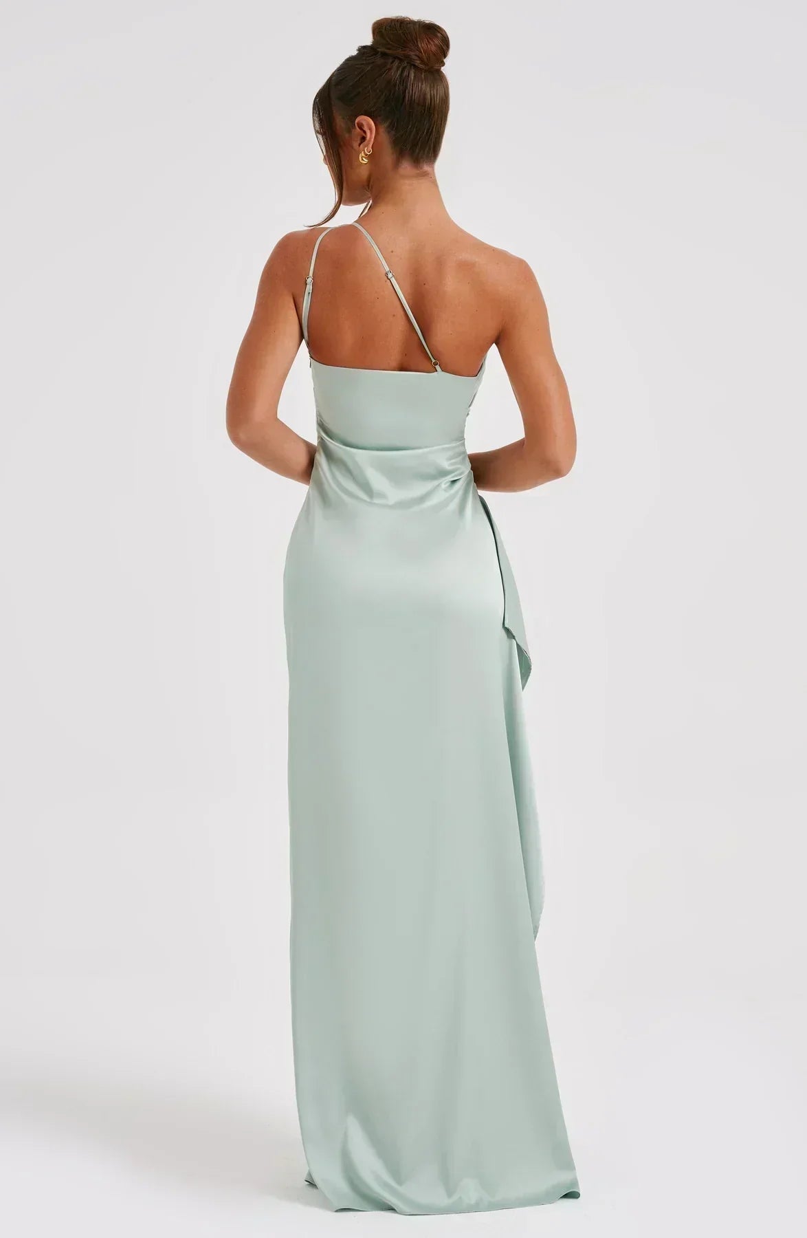 Robe Longue Femme Asymétrique Fente Élégante Satin | ROBEMODE