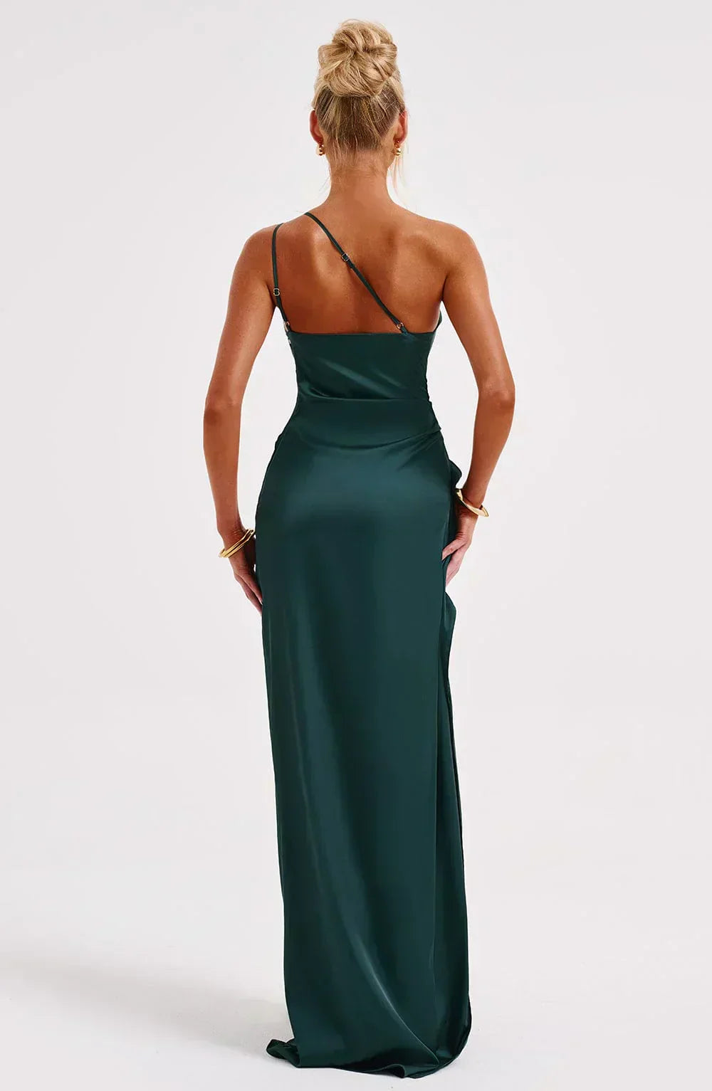Robe Longue Femme Asymétrique Fente Élégante Satin | ROBEMODE