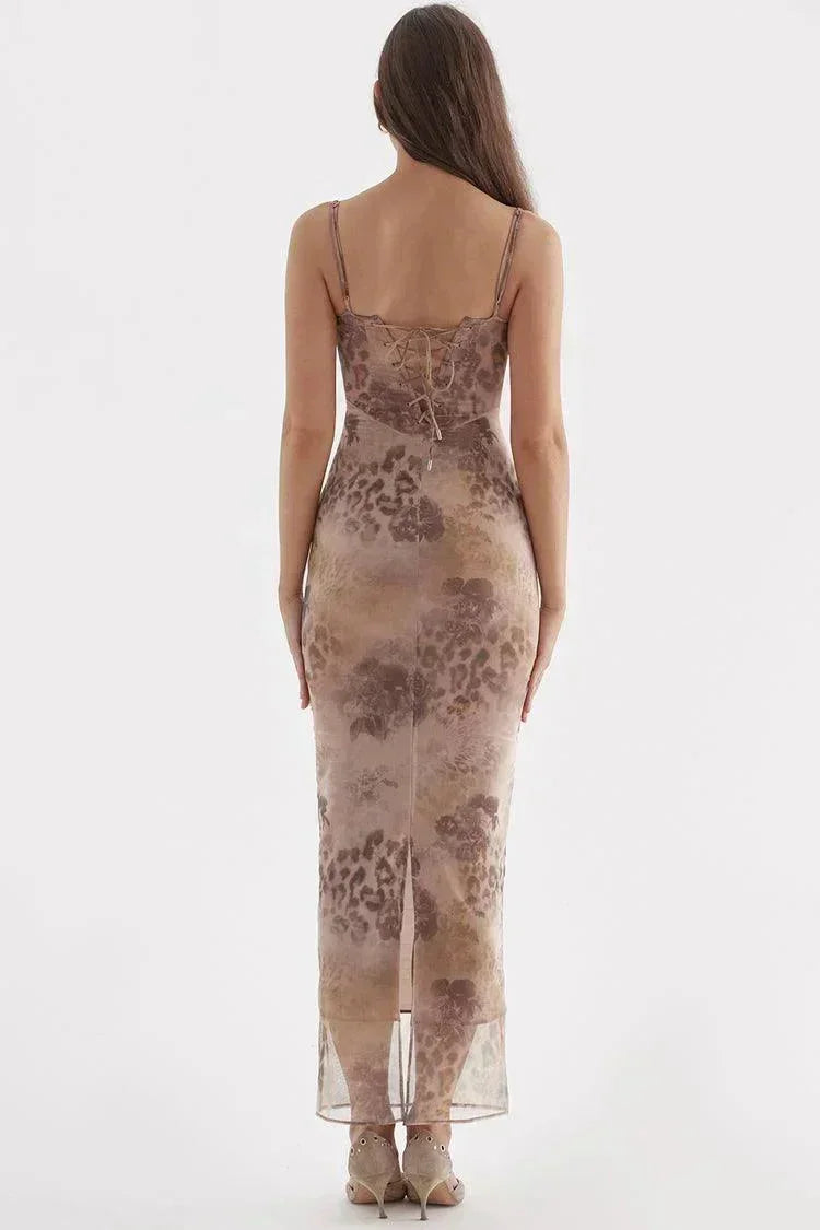 Robe longue femme avec bretelles ajustables et motifs floraux | Coupe féminine + Style élégant + Facile à accessoiriser – ROBEMODE