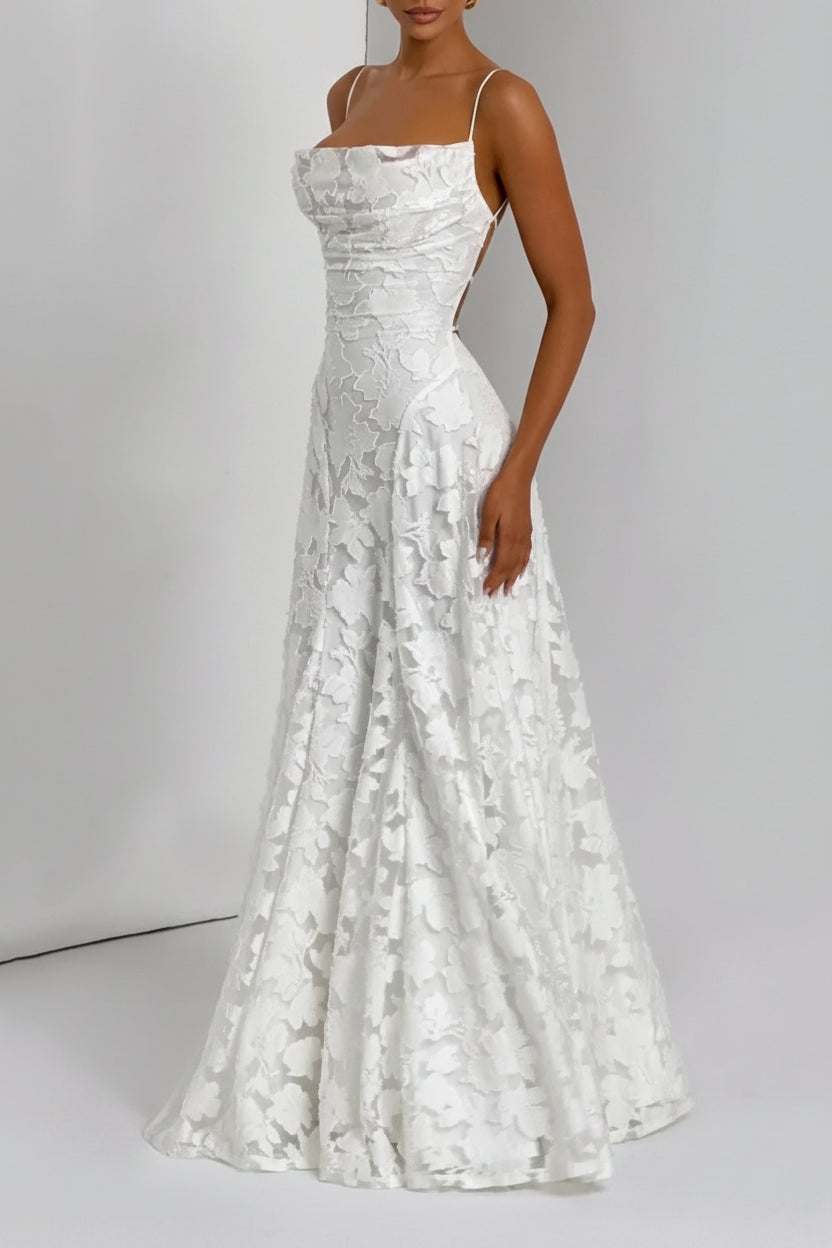 Robe longue femme avec bretelles fines à motif floral | Coupe féminine + Style élégant + Facile à accessoiriser – ROBEMODE