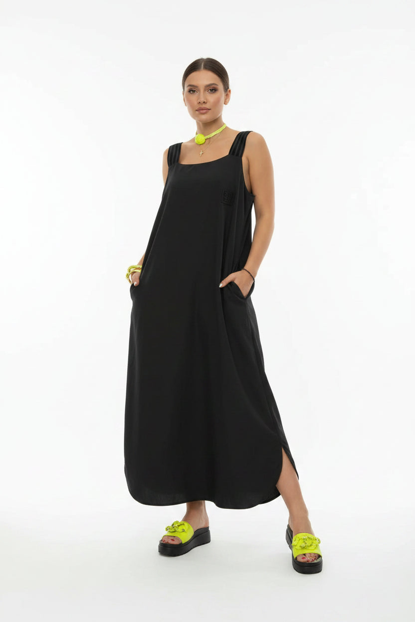 Robe longue femme avec bretelles larges et poches | Coupe féminine + Style élégant + Facile à accessoiriser – ROBEMODE