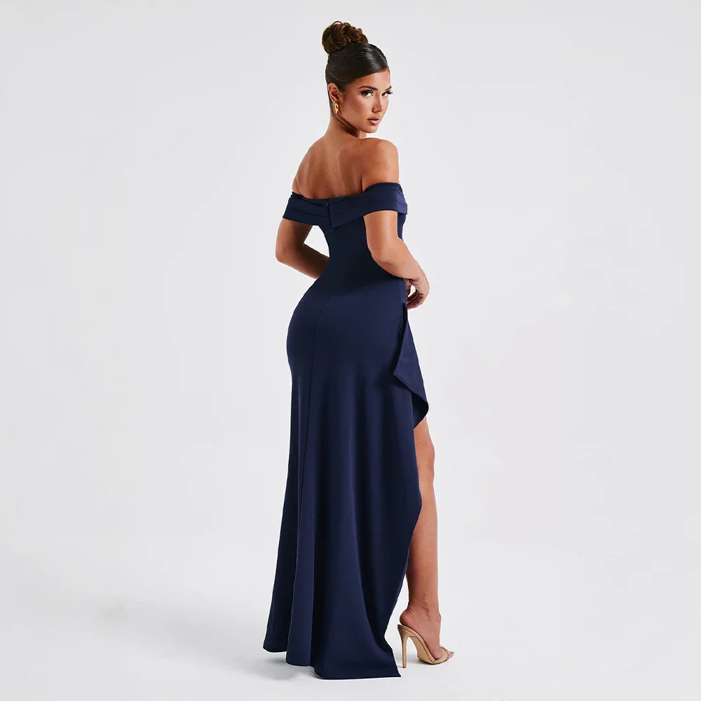 Robe Longue Femme Épaules Dénudées avec Fente | Élégante Soirée Fluide | ROBEMODE