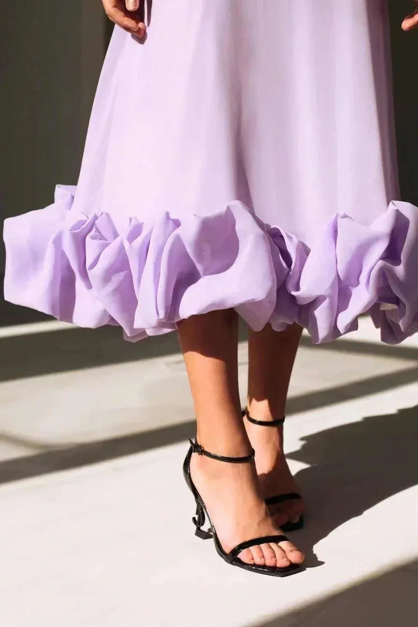 Robe Longue Volants Ourlet Bretelles Fines 6 Coloris Grande Taille | ROBEMODE