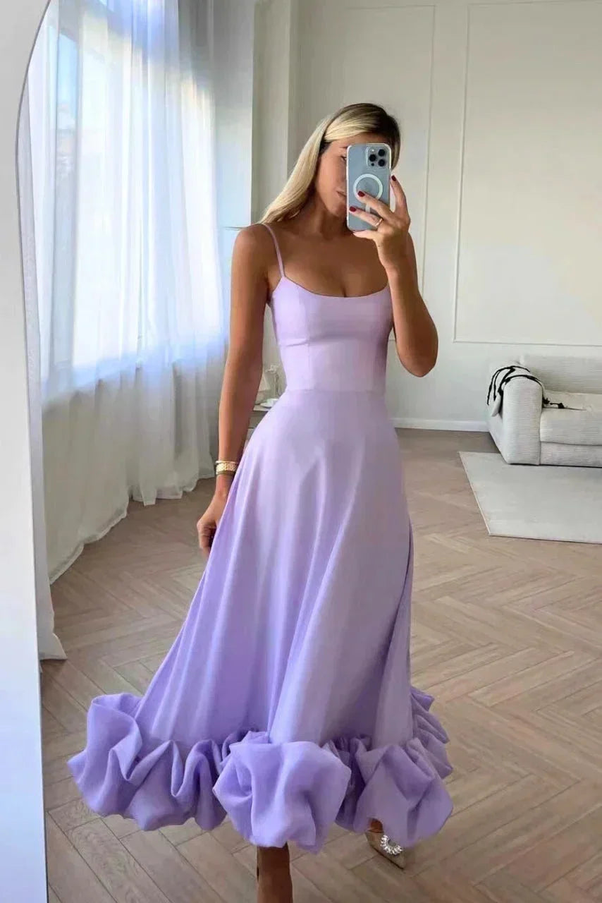 Robe Longue Volants Ourlet Bretelles Fines 6 Coloris Grande Taille | ROBEMODE