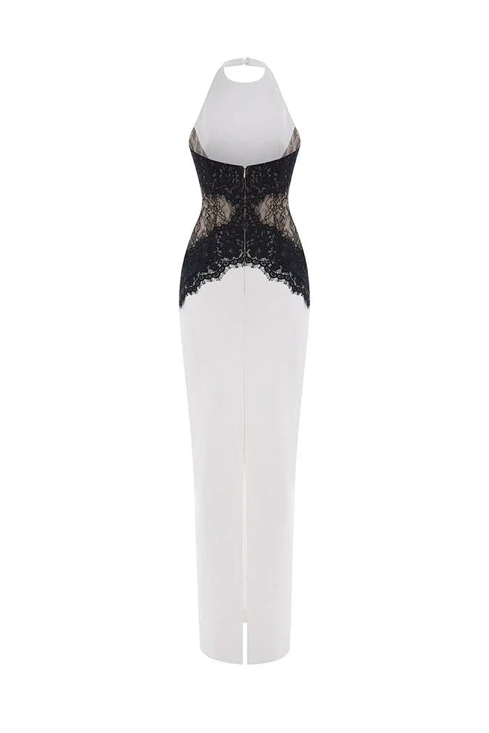 Robe longue femme blanche dos nu | ROBEMODE