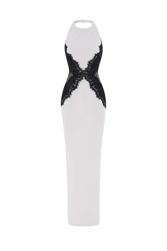 Robe longue femme blanche dos nu | ROBEMODE