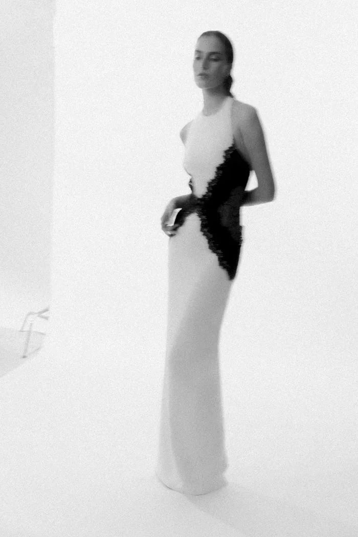 Robe longue femme blanche dos nu | ROBEMODE