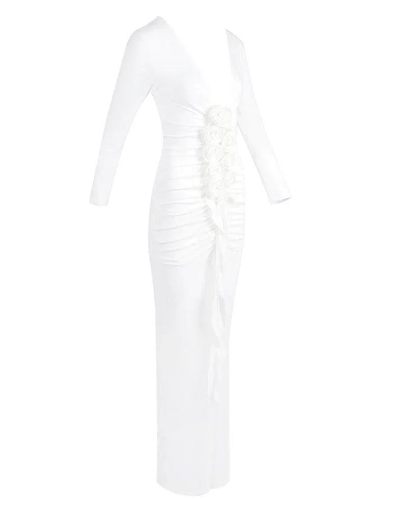 Robe longue femme blanche manches longues | Coupe féminine + Style élégant + Facile à accessoiriser – ROBEMODE