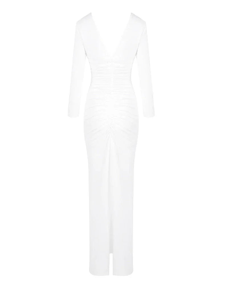 Robe longue femme blanche manches longues | Coupe féminine + Style élégant + Facile à accessoiriser – ROBEMODE