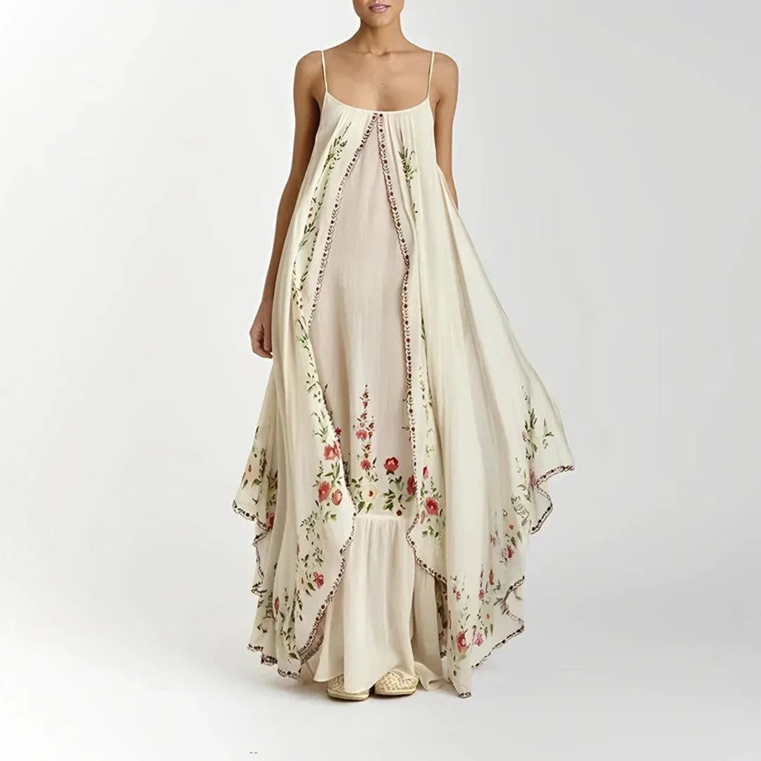 Robe longue femme à bretelles fines motifs floraux | Coupe féminine + Style élégant + Facile à accessoiriser – ROBEMODE