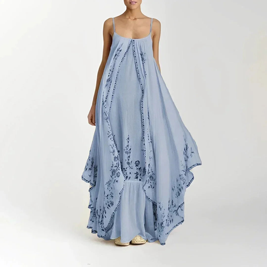 Robe longue femme à bretelles fines motifs floraux | Coupe féminine + Style élégant + Facile à accessoiriser – ROBEMODE