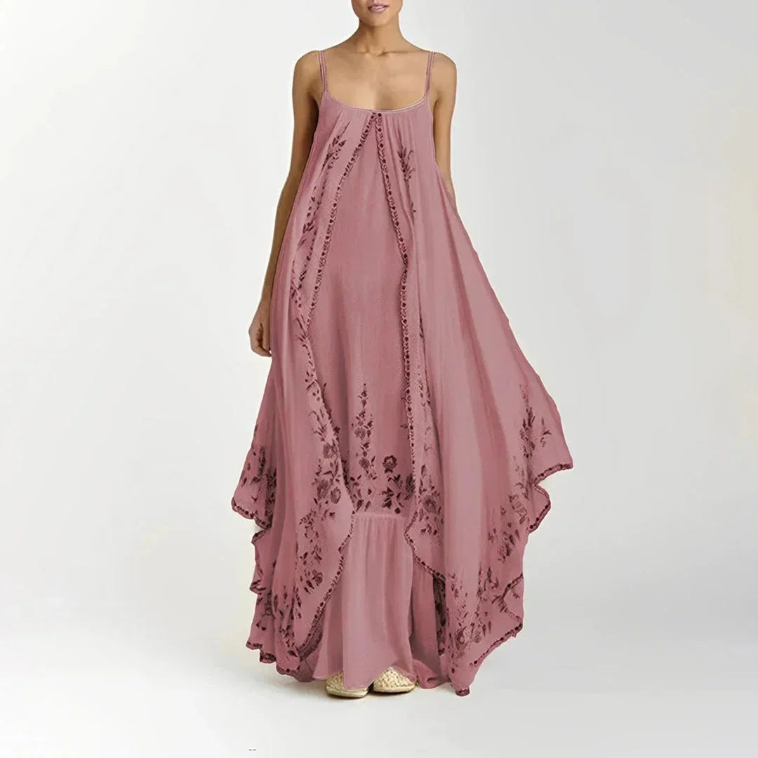 Robe longue femme à bretelles fines motifs floraux | Coupe féminine + Style élégant + Facile à accessoiriser – ROBEMODE