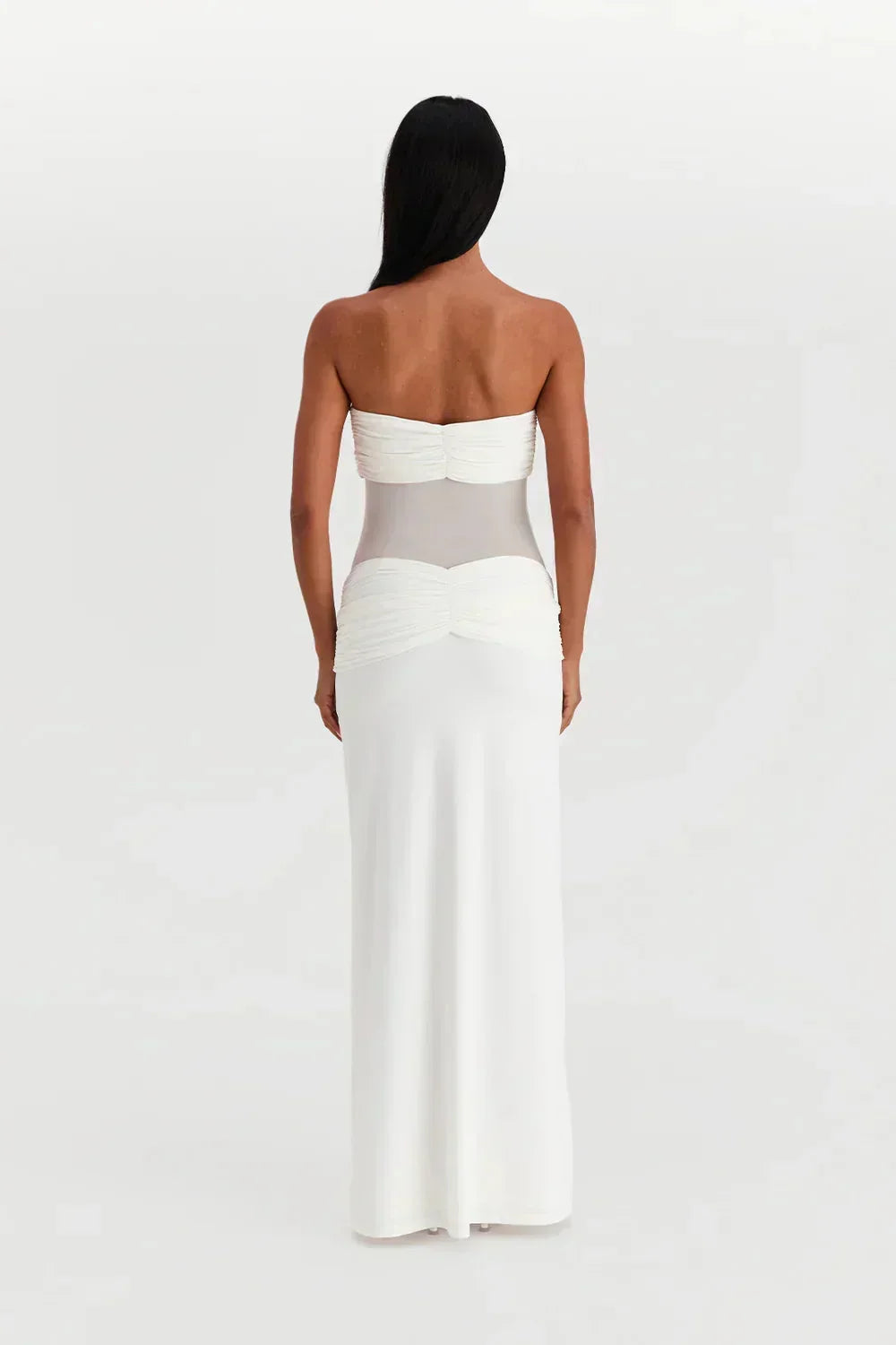 Robe longue bustier avec détail transparent nœud 2 coloris | ROBEMODE