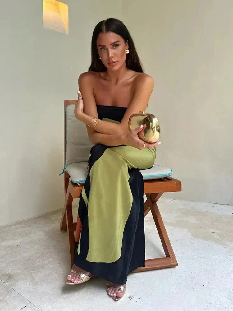 Robe Longue Bustier Motifs Abstraits Fluides 4 Coloris | ROBEMODE