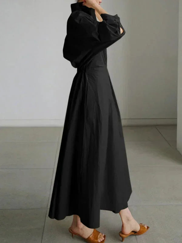 Robe longue femme à col fluide manches avec poches | Coupe féminine + Style élégant + Facile à accessoiriser – ROBEMODE