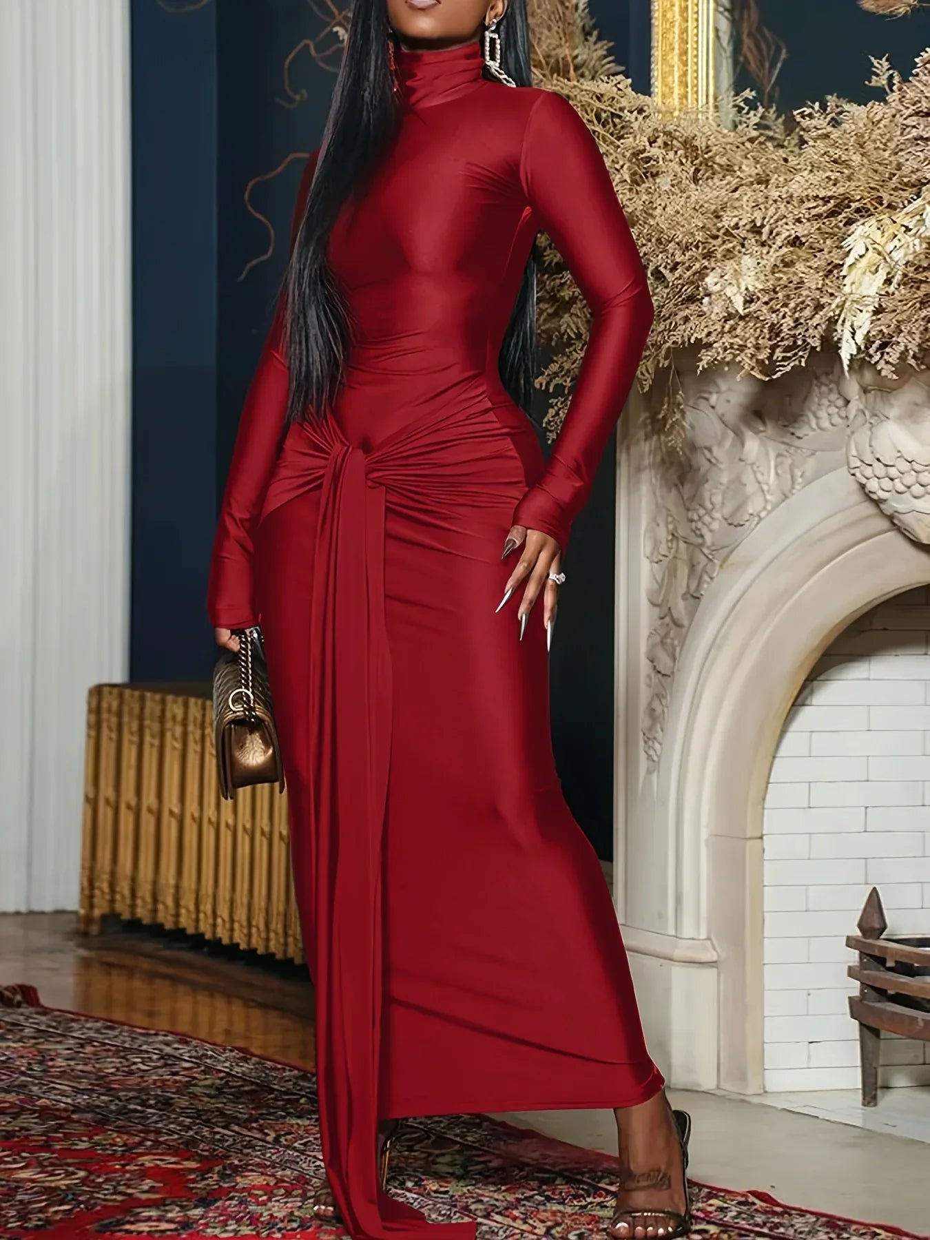 Robe longue femme col haut soirée et événement