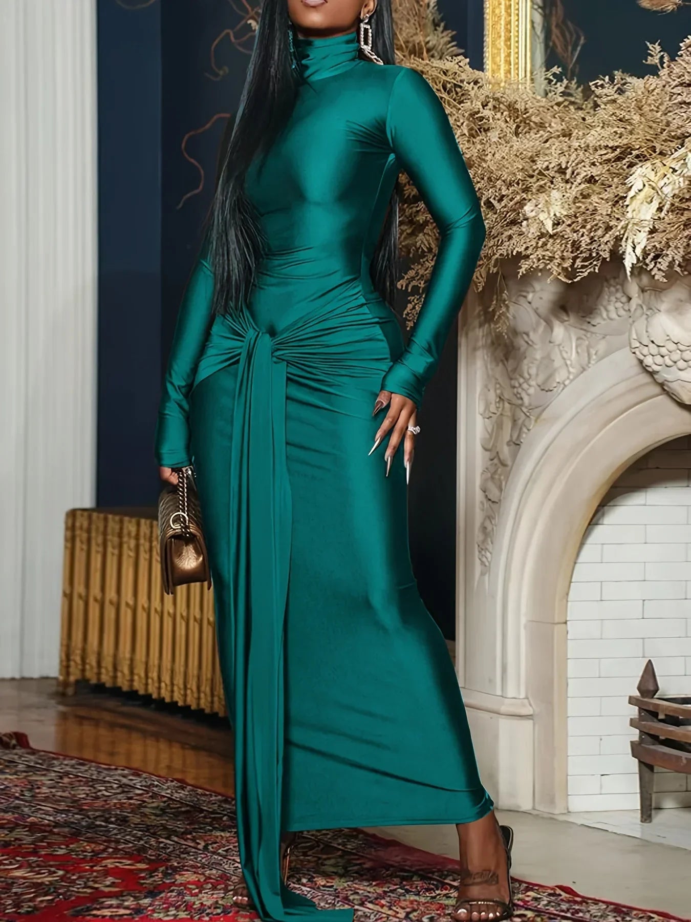 Robe longue femme col haut soirée et événement