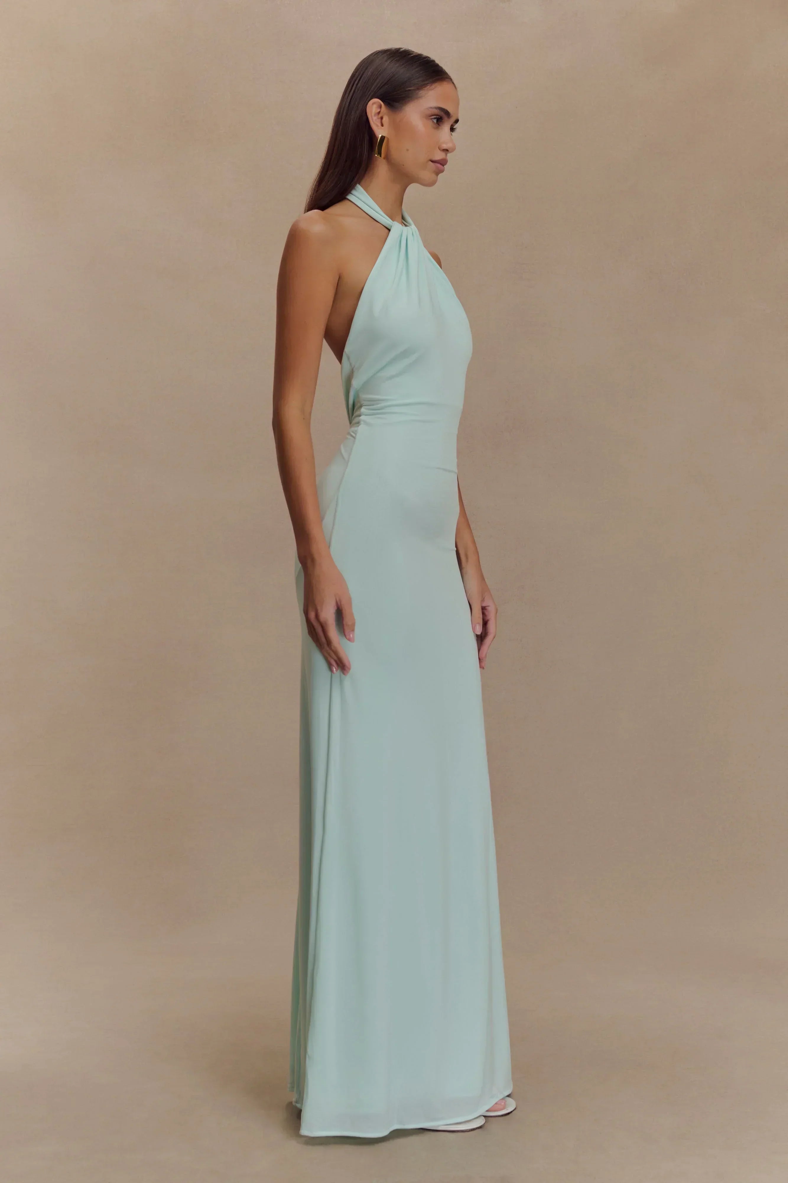 Robe Longue Femme Dos Nu Couleur Menthe Douce | ROBEMODE