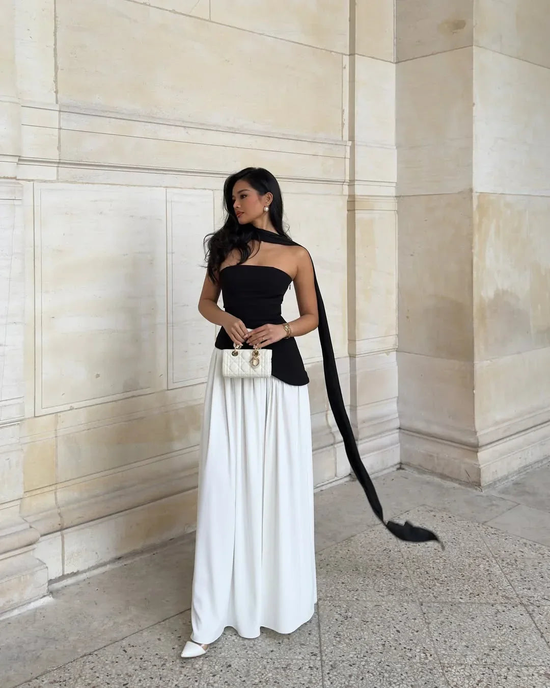 Robe longue femme fendue avec echarpe | ROBEMODE