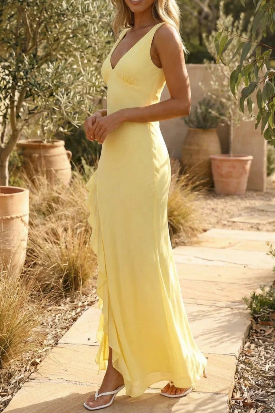 Robe longue femme fendue sans manches | ROBEMODE