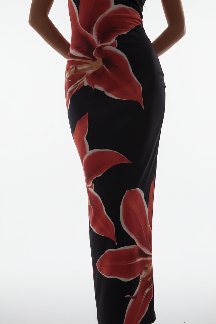 Robe longue femme à fines bretelles imprimé floral | Coupe féminine + Style élégant + Facile à accessoiriser – ROBEMODE