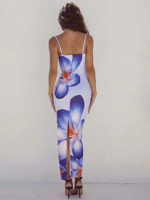 Robe longue femme à fines bretelles imprimé floral | Coupe féminine + Style élégant + Facile à accessoiriser – ROBEMODE