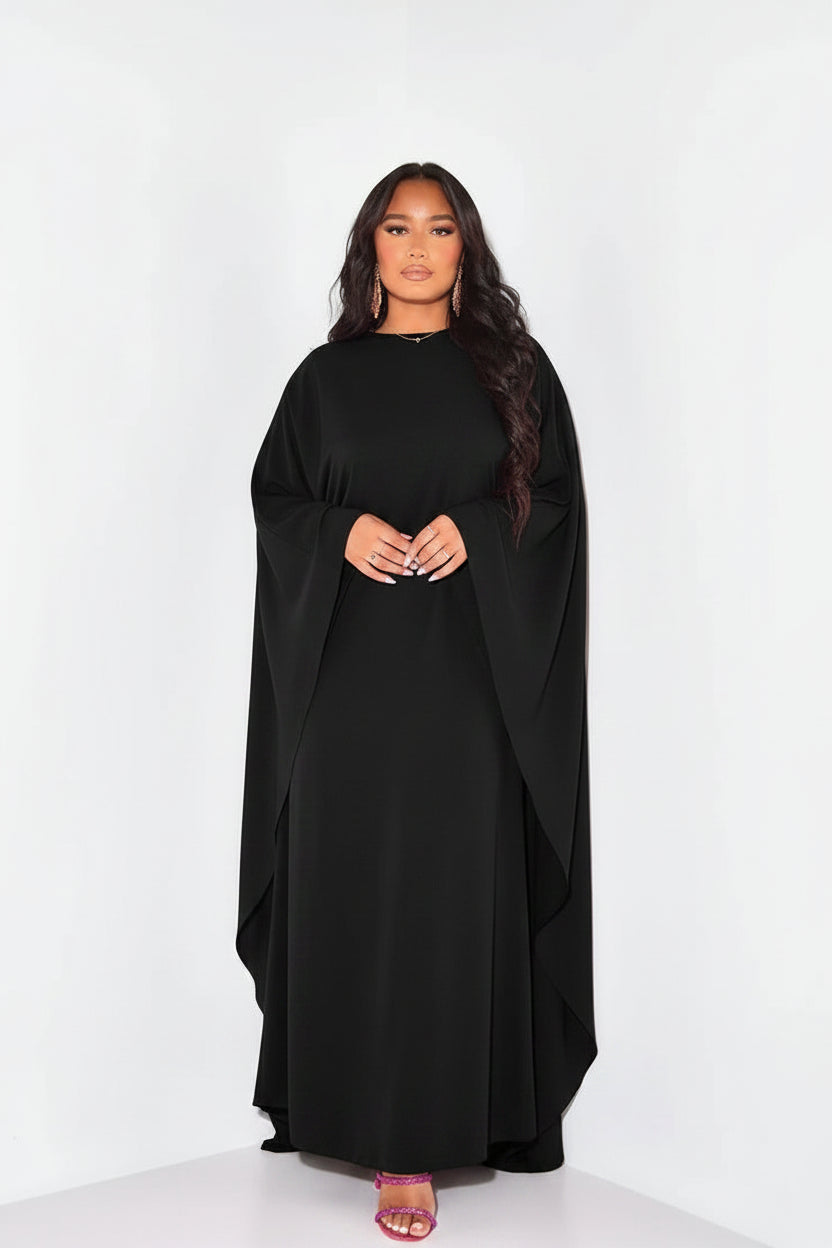 Robe longue femme manches longues drapées fluides | ROBEMODE