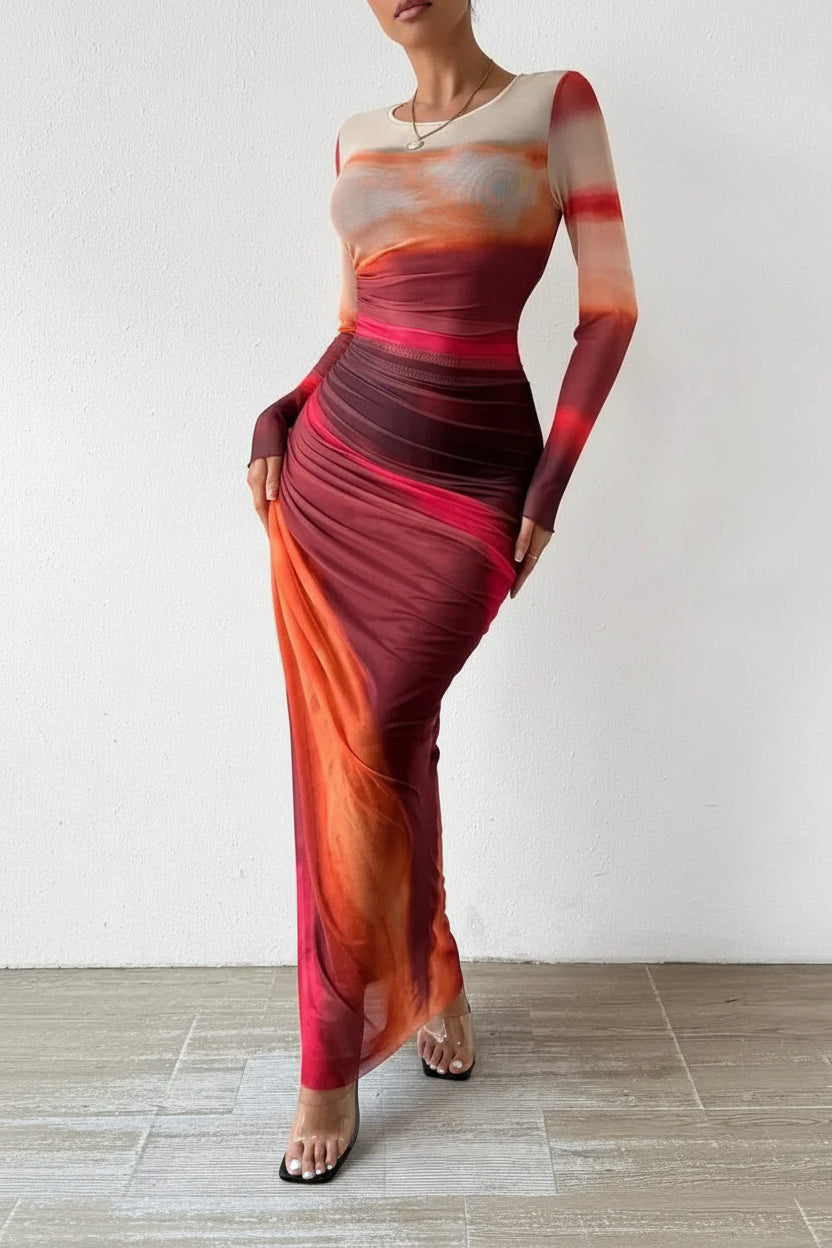 Robe longue femme à manches longues et motif unique | Coupe féminine + Style élégant + Facile à accessoiriser – ROBEMODE
