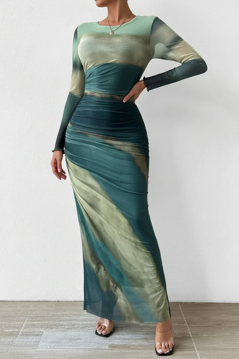 Robe longue femme à manches longues et motif unique | Coupe féminine + Style élégant + Facile à accessoiriser – ROBEMODE