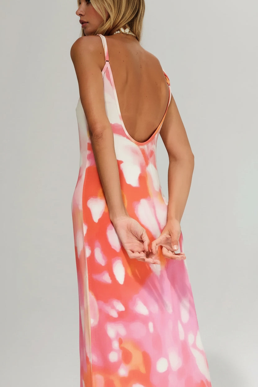 Robe longue femme motifs artistiques avec bretelles fines | Coupe féminine + Style élégant + Facile à accessoiriser – ROBEMODE