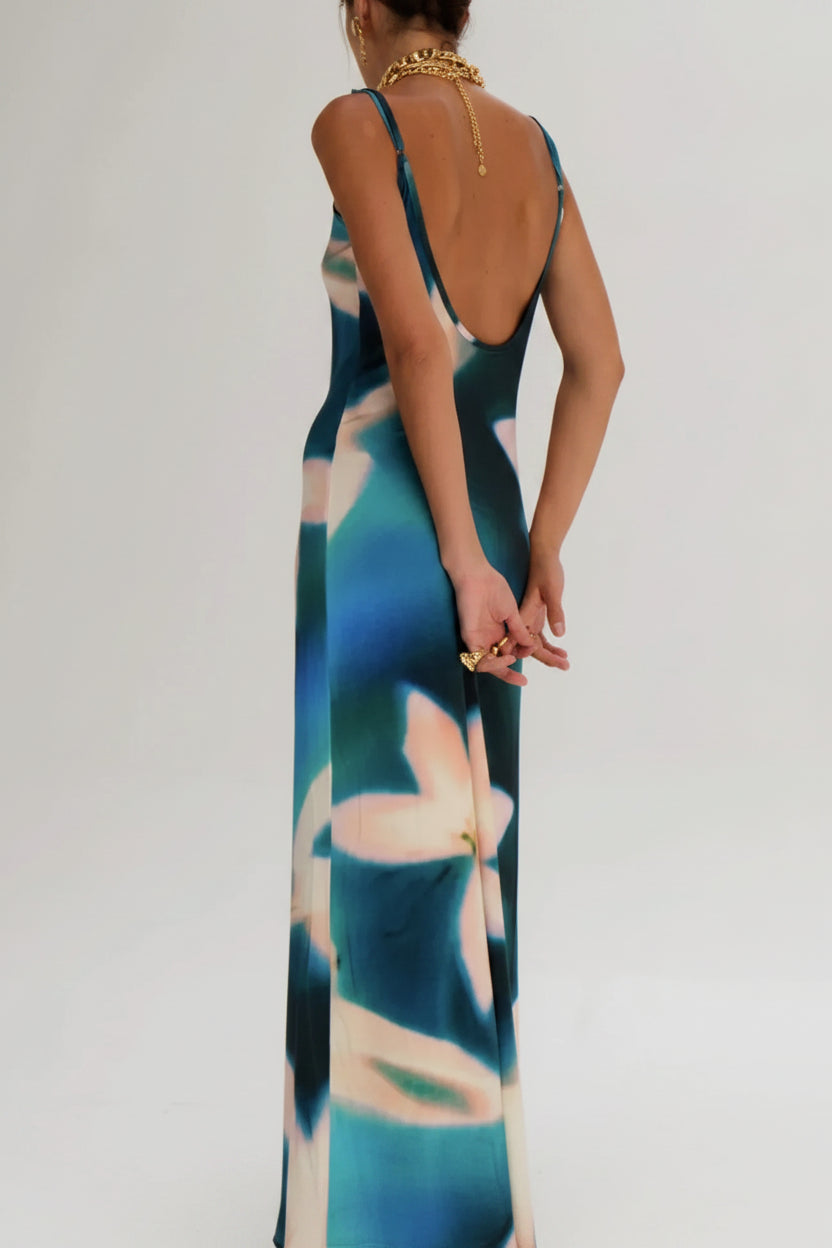 Robe longue femme motifs artistiques avec bretelles fines | Coupe féminine + Style élégant + Facile à accessoiriser – ROBEMODE