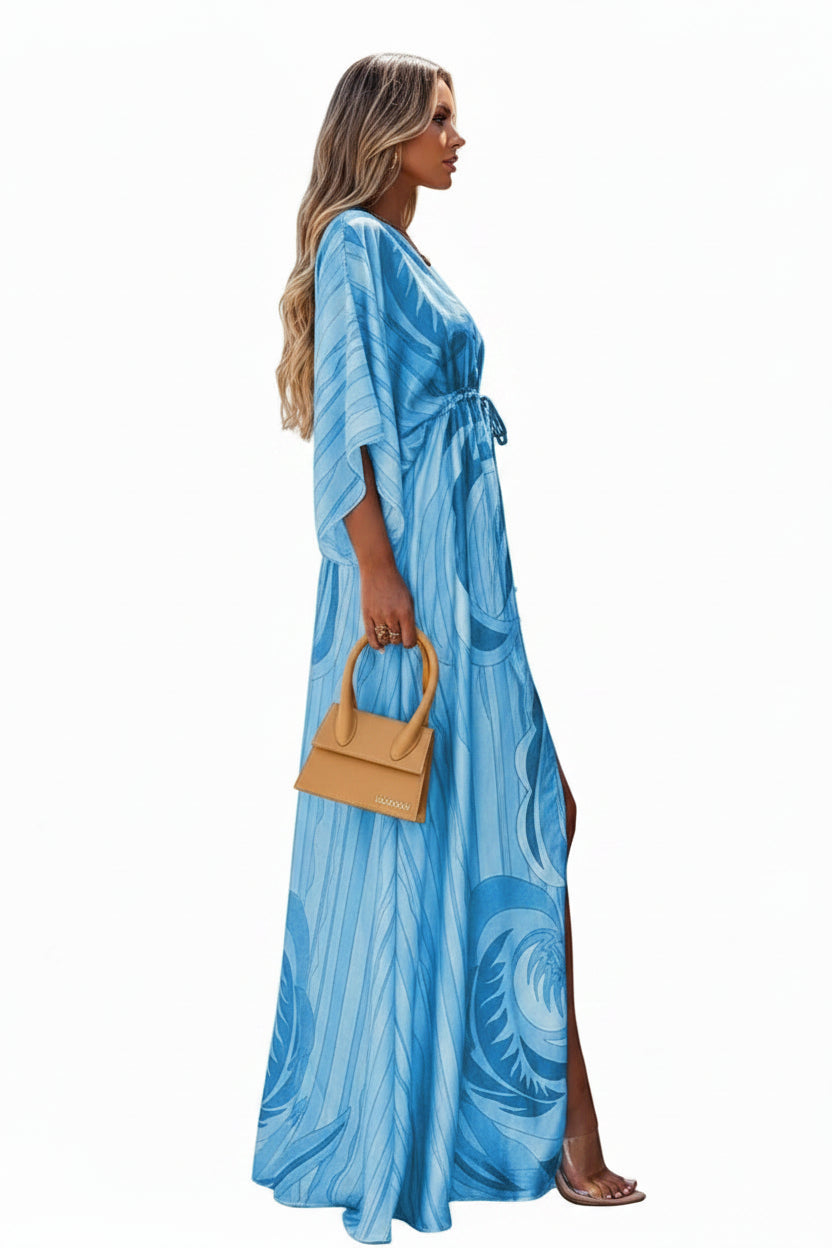 Robe longue femme à motifs avec ceinture et manches longues | Coupe féminine + Style élégant + Facile à accessoiriser – ROBEMODE