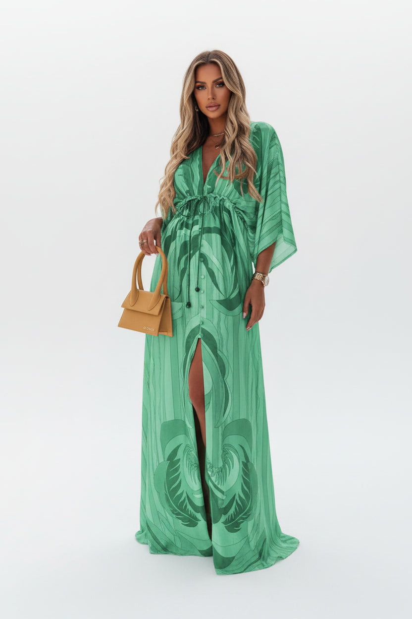 Robe longue femme à motifs avec ceinture et manches longues | Coupe féminine + Style élégant + Facile à accessoiriser – ROBEMODE