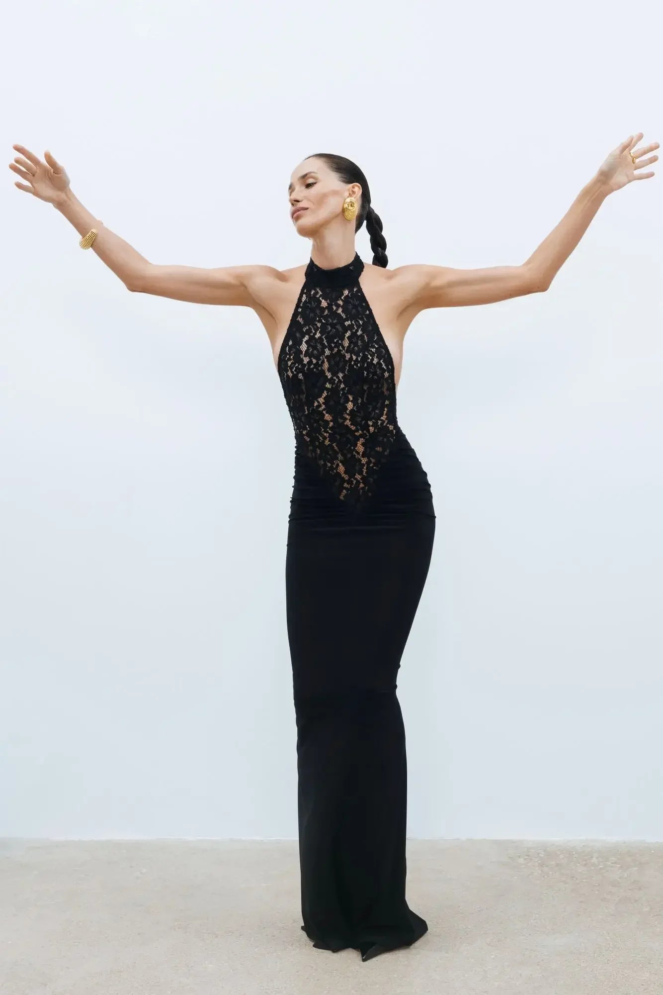 Robe longue femme noire dos nu | ROBEMODE