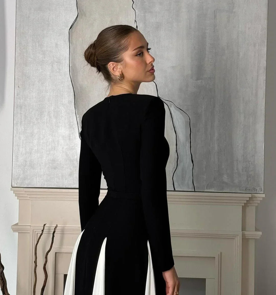 Robe longue femme noire plissee | Coupe féminine + Style élégant + Facile à accessoiriser – ROBEMODE