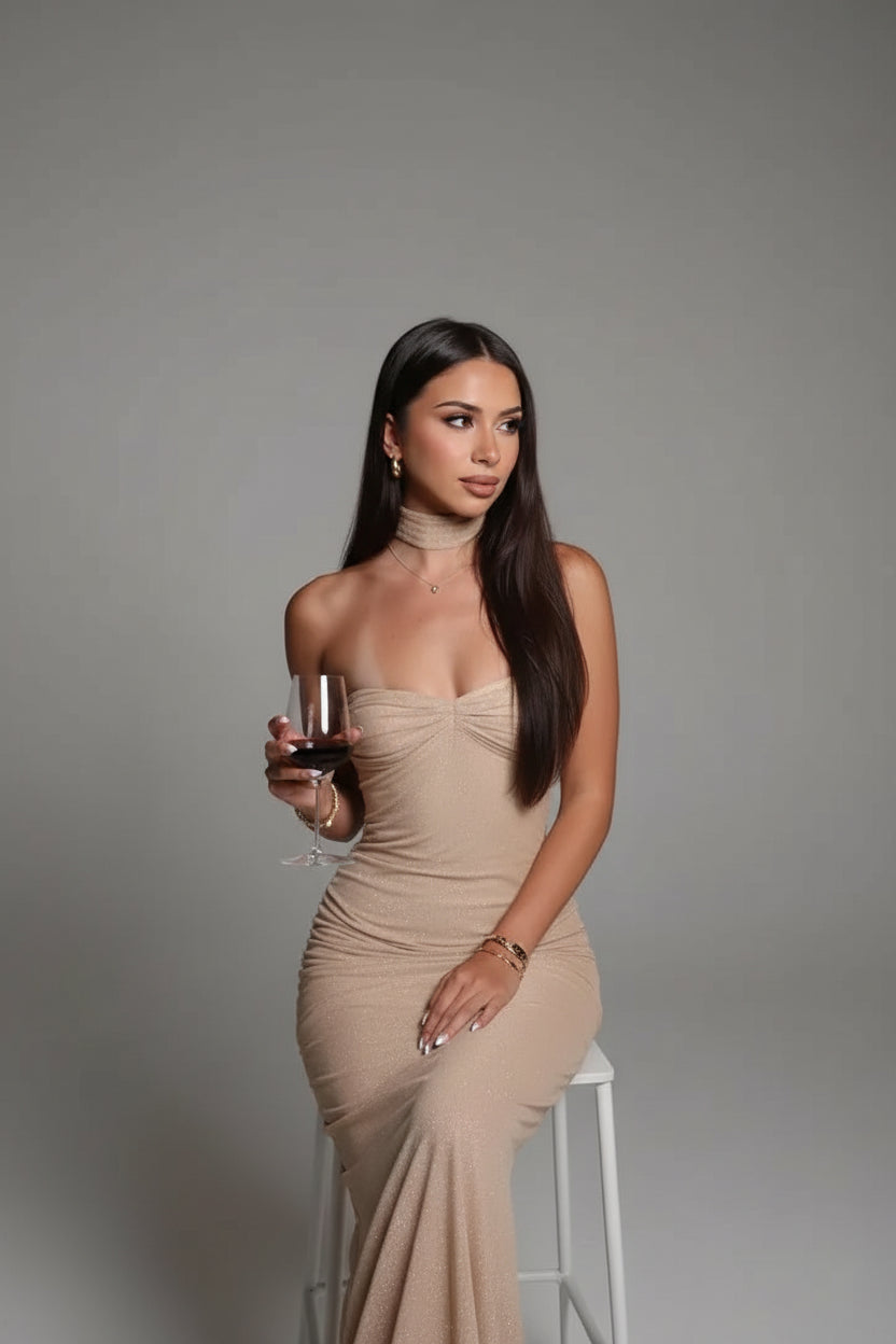 Robe Longue Femme Paillettes Sans Bretelles Soirée | ROBEMODE